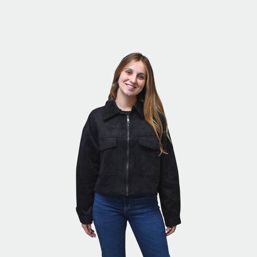 Jacket Suede urbano mujer NOBRAND - NEGRO