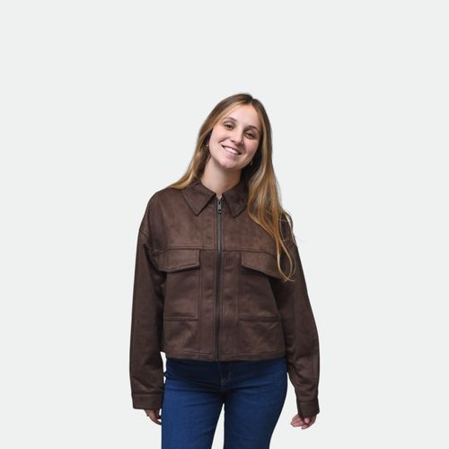 Jacket Suede urbano mujer NOBRAND - MARRON OSCURO