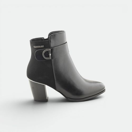 Bota con hebilla y tachas mujer CHOCOLATE - NEGRO