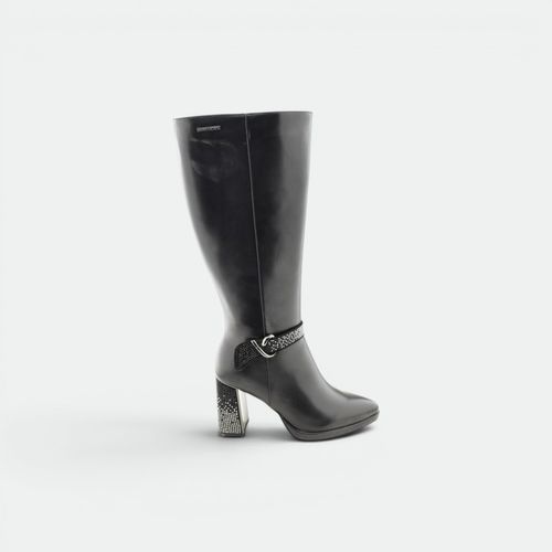 Bota caña alta con hebilla mujer CHOCOLATE - NEGRO