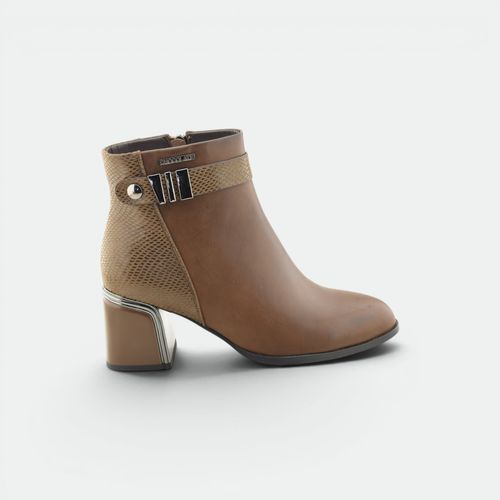 Bota con hebilla urbano mujer CHOCOLATE - VISON