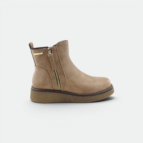 Bota con cierre urbano mujer CHOCOLATE - VISON