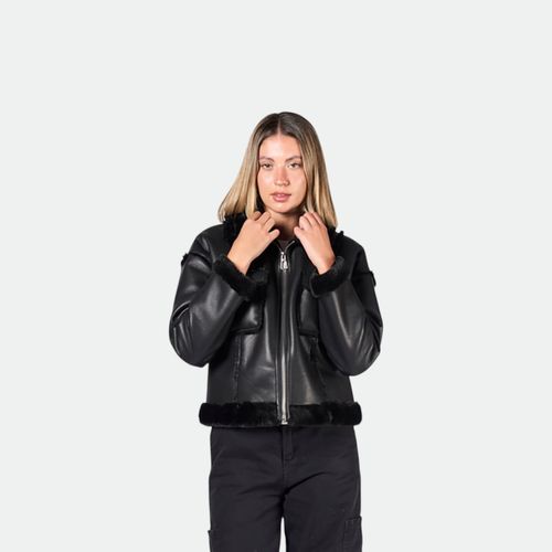 Campera Butan Con Abrigo Mujer XL - NEGRO