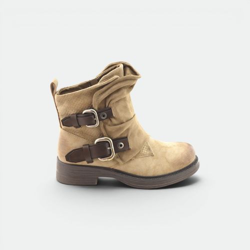 Bota Taco Bajo Con Hebilla Mujer GREEN AND BLACK - KHAKI