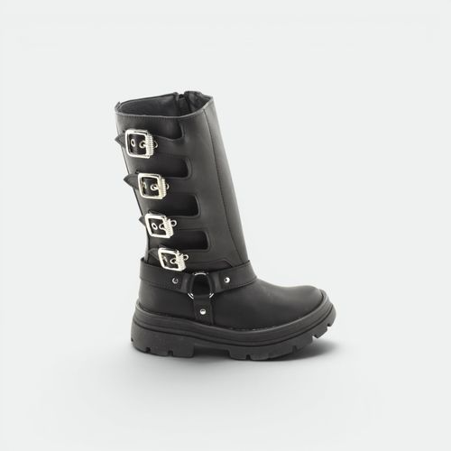 Bota Biker Con Hebillas Urbano Niños PIANINO - NEGRO