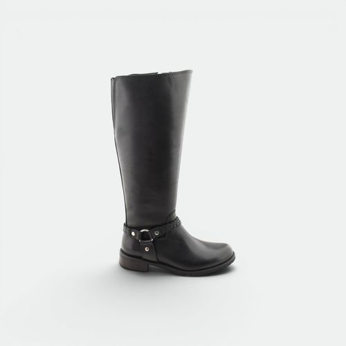 Bota Caña Alta Urbano Mujer BLENGIO - PATINADO NEGRO