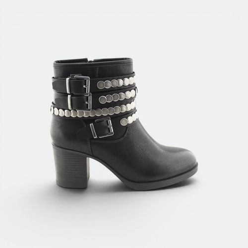 Bota Caña Baja Con Tachas Mujer ANCA Y CO - NEGRO