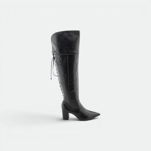 Bota Caña Alta Acordonada Mujer SPELL - SEMI CROMO BLACK