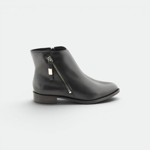 Bota Con Cierre y Taco Bajo Mujer SPELL - SEMI CROMO BLACK