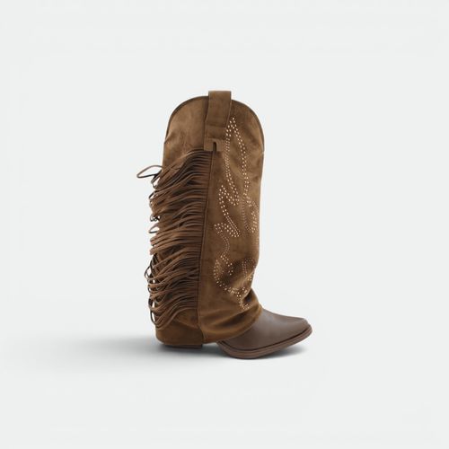 Bota Texana Con Flecos Mujer PER i PIEDI - CHOCOLATE