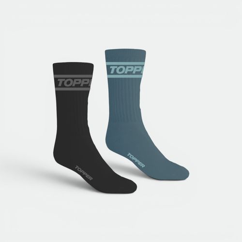 Medias Pack x 2 Caña Alta Unico TOPPER - NEGRO