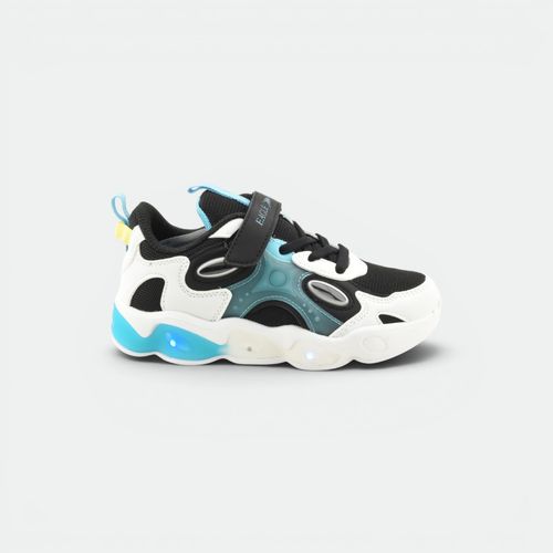 Zapatilla Con Velcro y Luz Niños SUN SOL - NEGRO BLANCO CMB