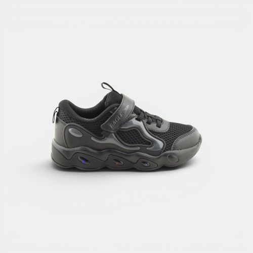 Zapatilla Con Velcro y Luz Niños SUN SOL - NEGRO