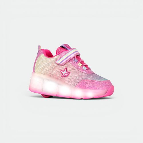 Zapatilla Shiny Rainbow Con Rueda y Luz Niños FOOTY - FUCSIA CMB