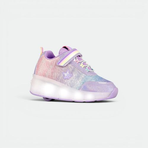 Zapatilla Shiny Rainbow Con Rueda y Luz Niños FOOTY - LILA CMB