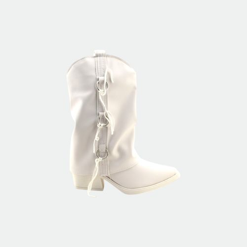 Bota texana con ojal y flecos mujer PER i PIEDI - MANTECA
