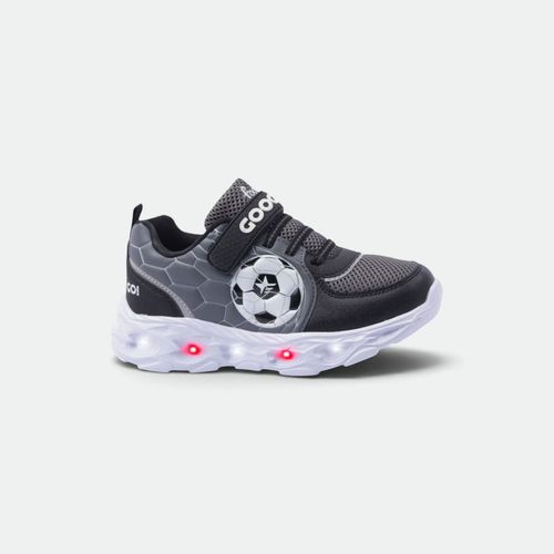 Zapatilla Goal Striker con velcro y luz FOOTY - NEGRO GRIS