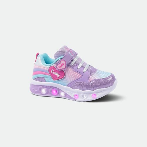 Zapatilla Lovely Shine con velcro y luz FOOTY - LAVANDA MULTI