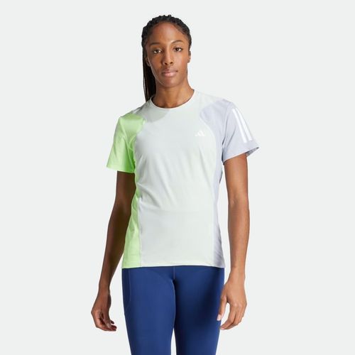 W Tee Own The Run Colorblock - LINEN GREEN HALO SILVER GREEN SPARK