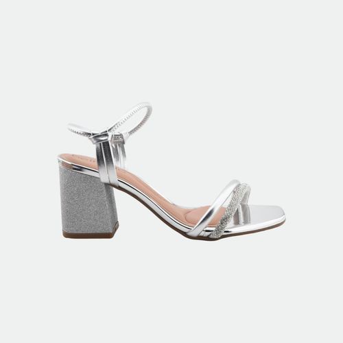 Sandalia de fiesta con taco medio y strass mujer BEIRA RIO - CRISTAL PLATA MET STRASS