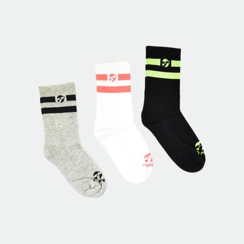 Pack x3 Medias Altas Rayadas Niños - NEGRO